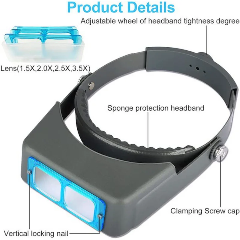 Electronics Repair Glasses - Tungfull ヘッドバンド拡大鏡ヘッドマウントハンズフリー虫眼鏡ルーペバイザーエレクトロニクス時計修理ジュエリー