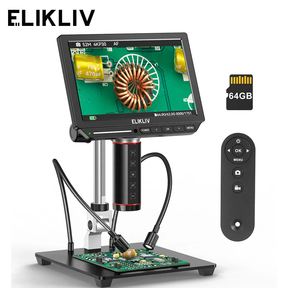 Electronics Repair Videos - Elikliv EM4K-AF 4K デジタル顕微鏡オートフォーカス 2000x 8