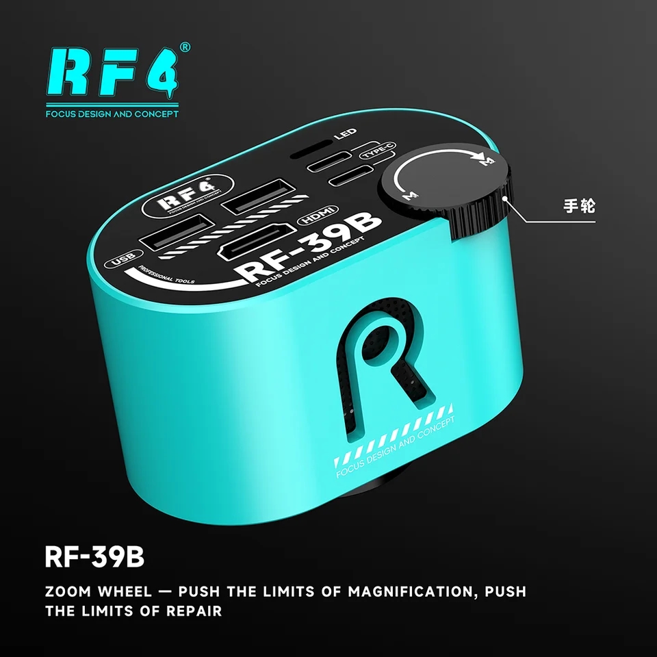 Electronics Repair Microscope - RF4 RF-39B 無損失ズーム広角CMOS 4K顕微鏡カメラ、電子PCBチップ精密修理用ズームハンドホイール付き