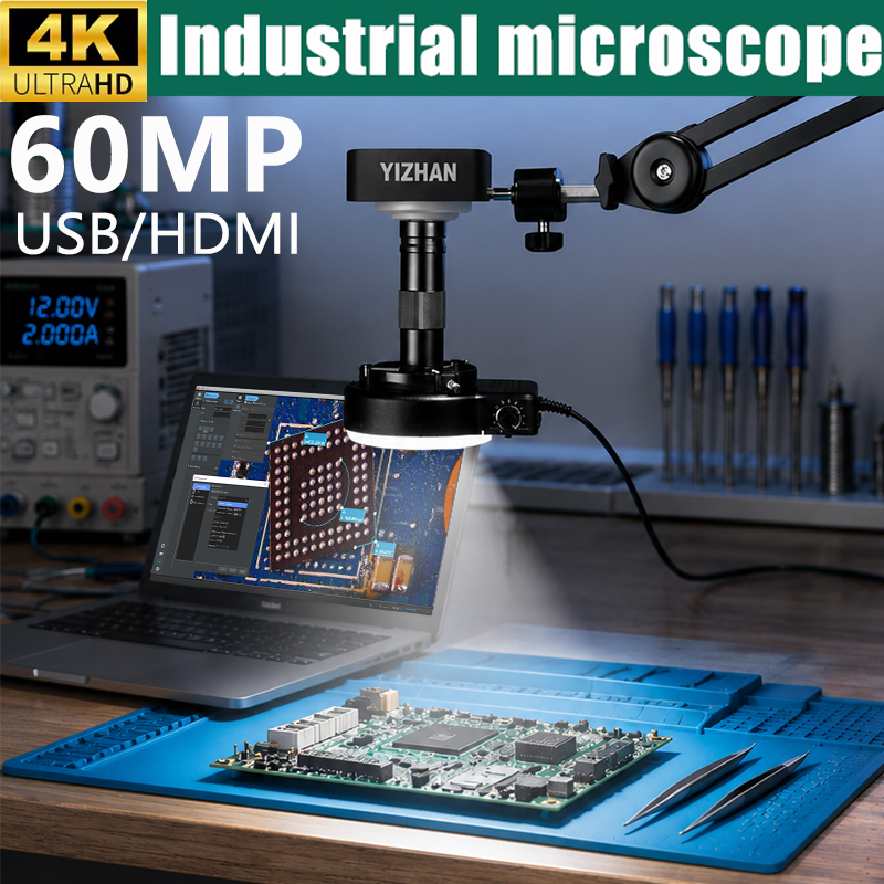 Electronics Repair Videos - YIZHAN 60MP電子顕微鏡 USB HDMI 4K工業用顕微鏡 150倍ズームレンズ