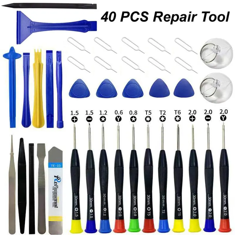 Electronics Repair Training - 40 in 1 携帯電話修理ツール分解修理セット iPhone ドライバーコンビネーションスキッド多機能分解キット