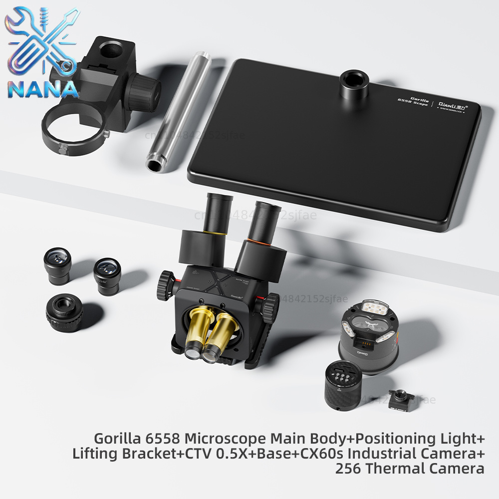 Electronics Repair Microscope - Qianli 6558ゴリラ三眼顕微鏡、6.5倍～58倍ズーム、工業用電子顕微鏡、携帯電話のマザーボード修理用
