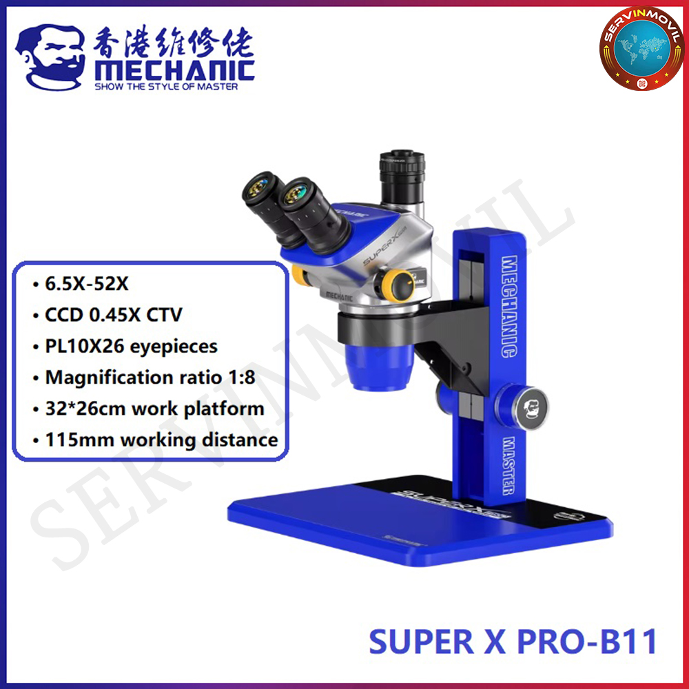 Electronics Repair Microscope - MECHANIC SUPER X PRO-B11 三眼実体顕微鏡 連続ズーム