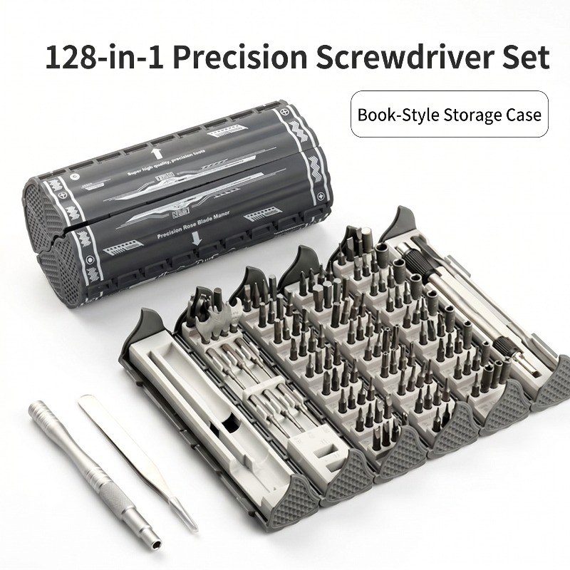 Electronics Repair Book - 128in1 ドライバーセット精密修理キットブックスタイルマニュアルポータブルマニュアル修理ツール電子機器用コンビネーションツール