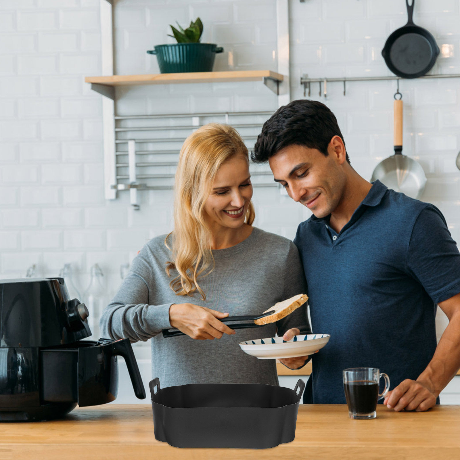 Heat Mat Silicone - エアフライヤー用シリコンライナー 再利用可能 ノンスティック 耐熱シリコンポット ベーキングマット エアフライヤーの必須アクセサリー