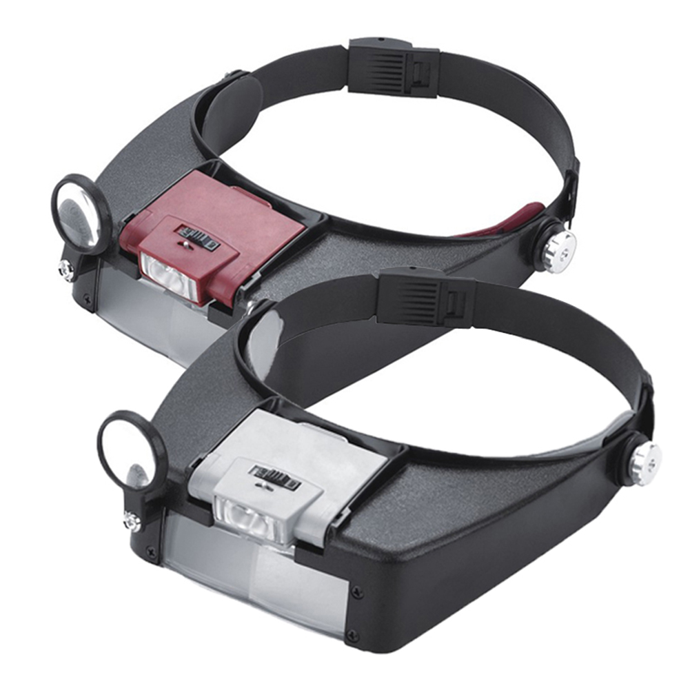 Electronics Repair Glasses - 10xヘッドバンドLED拡大鏡ライト付き調節可能なヘッドルーペジュエリー読書時計メーカー修理ツール