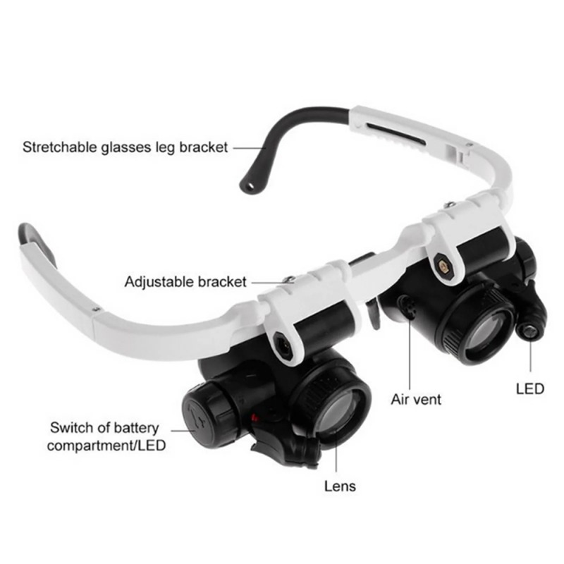 多レンズヘッドバンド拡大鏡メガネ LEDライト付き調整可能ヘ - Electronics Repair Glasses のレビューと価格