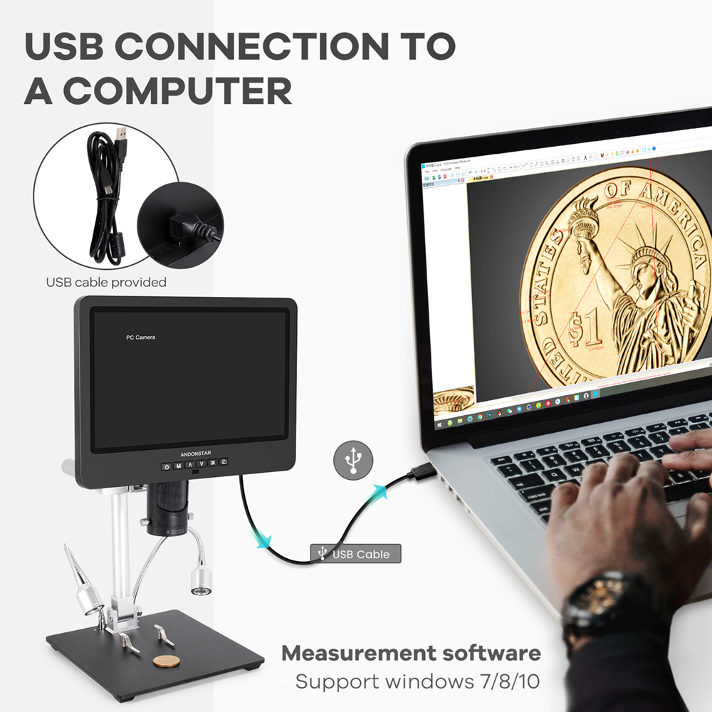 Andonstar 三眼 HDMI USB デジタル顕微鏡  - Electronics Repair Microscope のレビューと価格