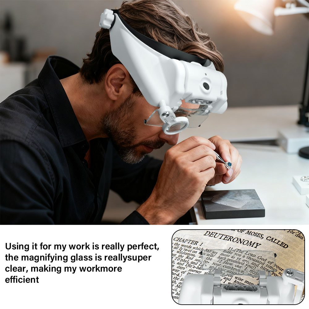 ヘッドバンド拡大鏡 LED 照明付き USB 充電式メガネル - Electronics Repair Glasses のレビューと価格