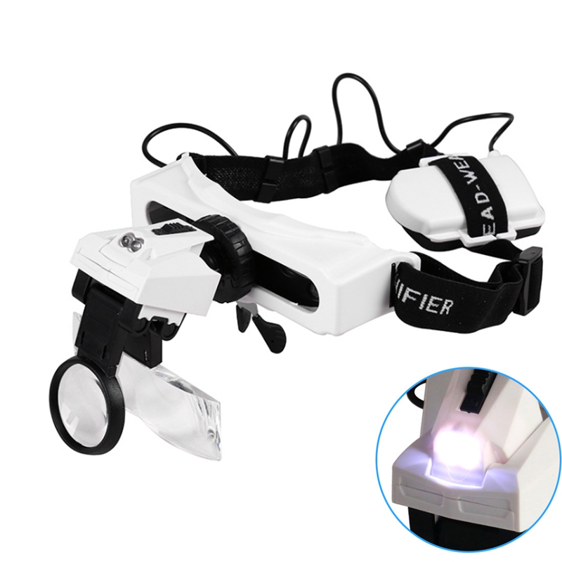 LEDライトランプ付き照明付きヘッドバンド拡大鏡ジュエリー虫 - Electronics Repair Glasses のレビューと価格