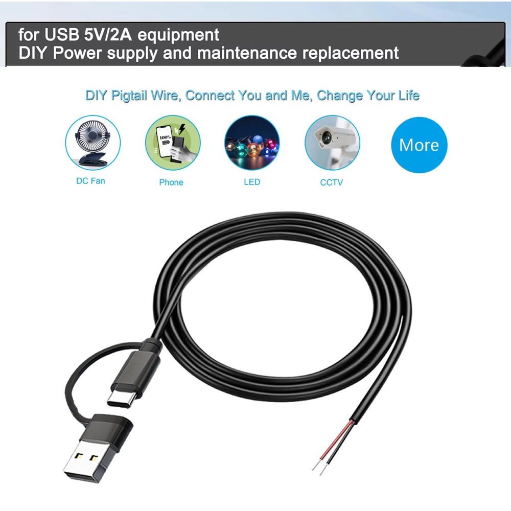 DC 2 ピン電源ケーブル USB とタイプ C オスメスか - Electronics Repair Glasses のレビューと価格