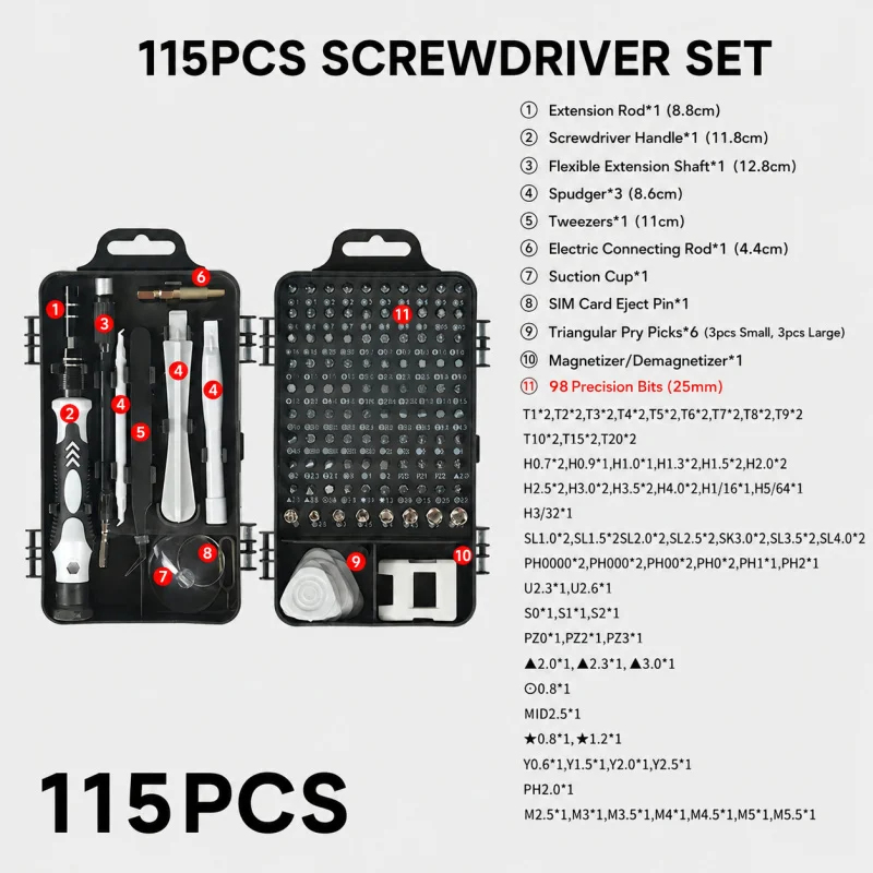 ポータブル115in1磁気ドライバーセットミニ精密修理キット - Electronics Repair Training のレビューと価格