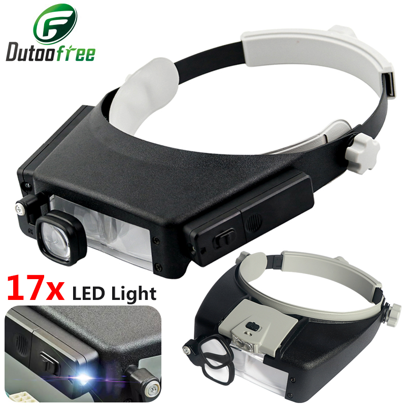LEDライト顕微鏡メガネ、ヘッドバンド拡大鏡、ヘルメットスタ - Electronics Repair Glasses のレビューと価格