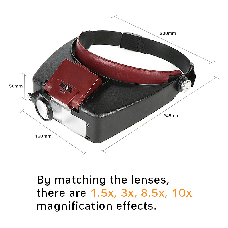 ルーペ顕微鏡 LEDライト 10倍 ヘルメット型拡大鏡 ヘッ - Electronics Repair Glasses のレビューと価格