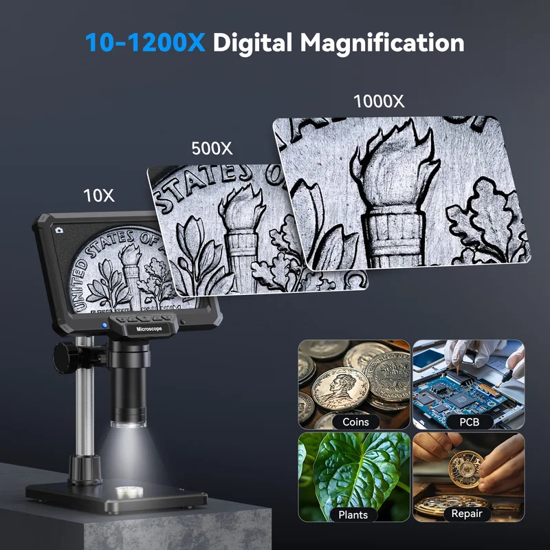 1200倍 16MP HD電子顕微鏡カメラ拡大鏡、はんだ付け - Electronics Repair Videos のレビューと価格