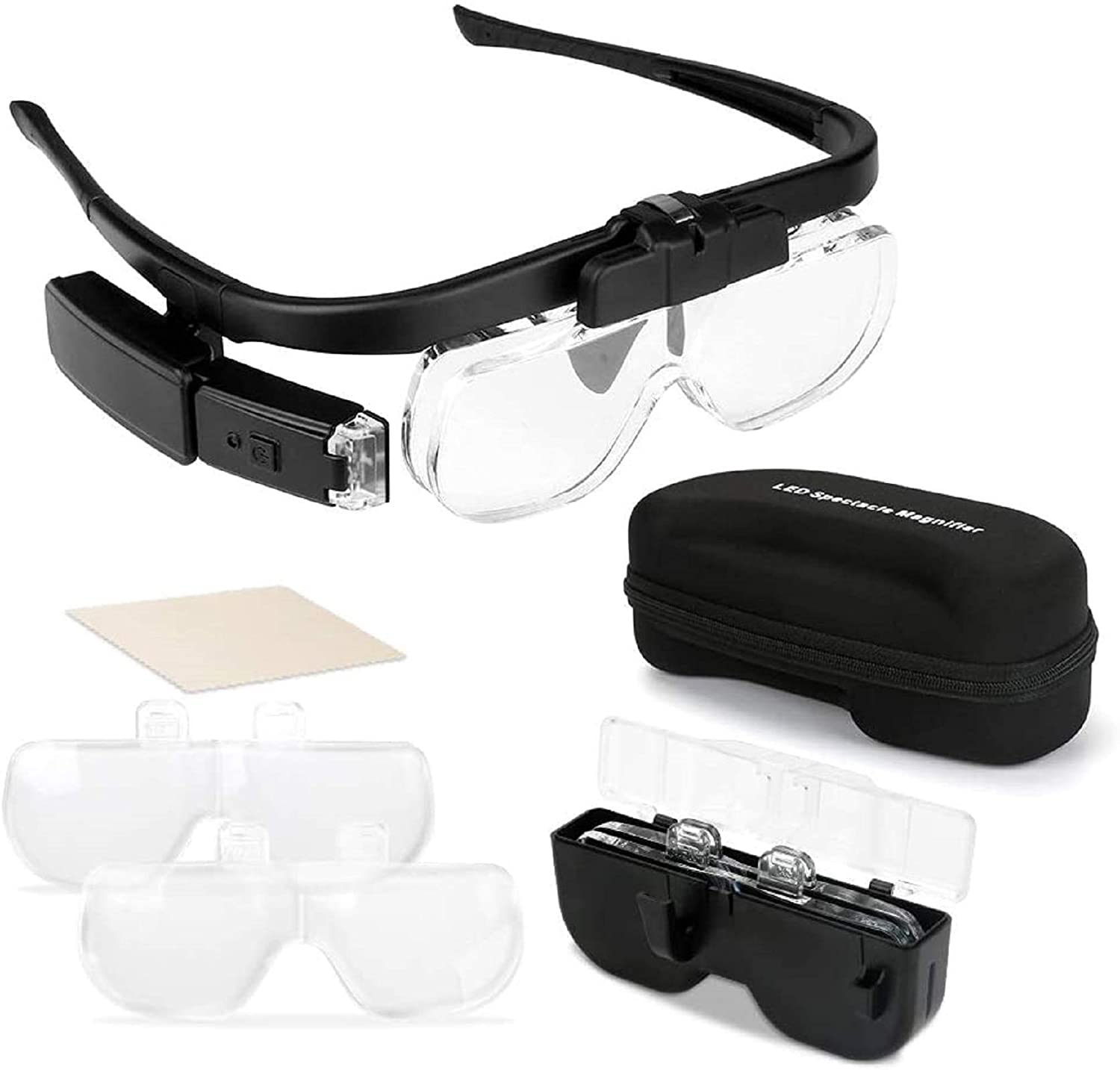 虫眼鏡拡大鏡 1.5X/2X/2.5X/3.5X/4X/4. - Electronics Repair Glasses のレビューと価格