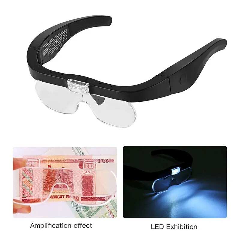 2つのLEDライト、読書、時計メーカーの修理、USB充電式拡 - Electronics Repair Glasses のレビューと価格