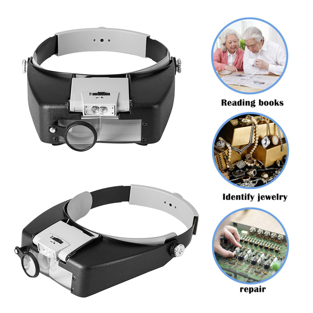 10xヘッドバンドLED拡大鏡ライト付き調節可能なヘッドルー - Electronics Repair Glasses のレビューと価格